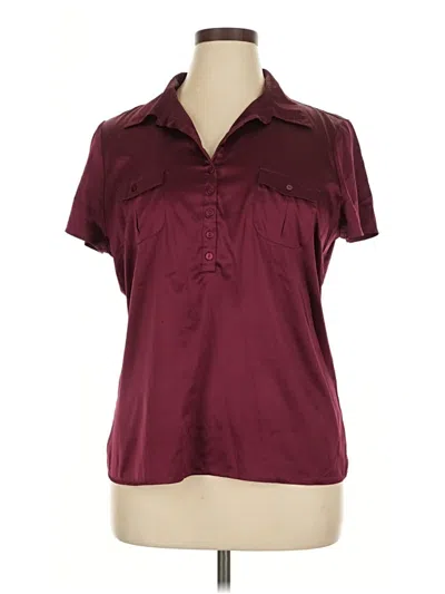 Pre-owned Geoffrey Beene Sport Short Sleeve Blouse In Burgundy