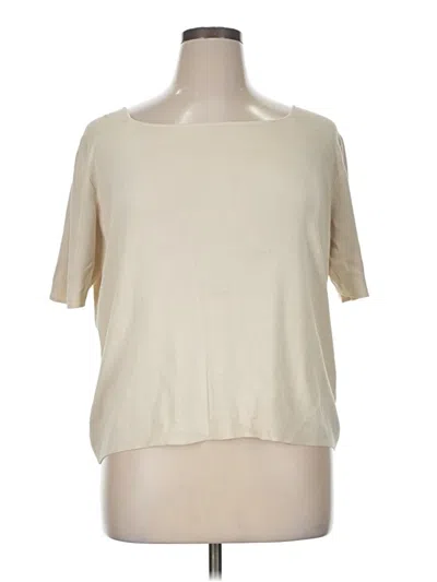 Pre-owned Geoffrey Beene Sport Short Sleeve Top Ivory Boatneck Tops In White