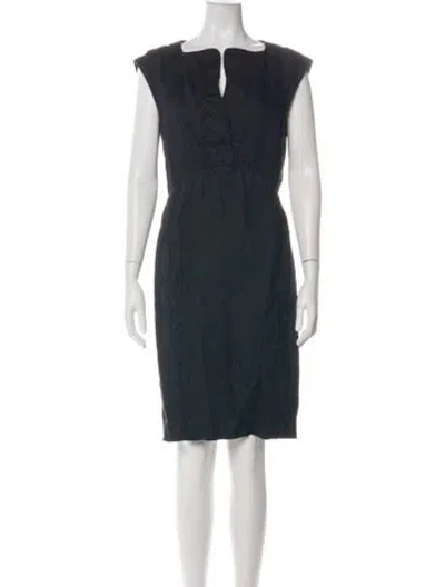 Pre-owned Geoffrey Beene Square Neckline Knee-length Dress In Green