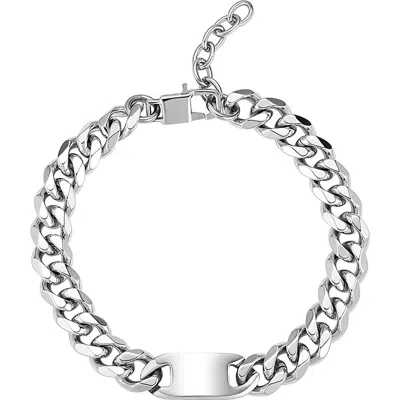 Geoffrey Beene Stainless Steel Cuban Chain Bracelet In Metallic