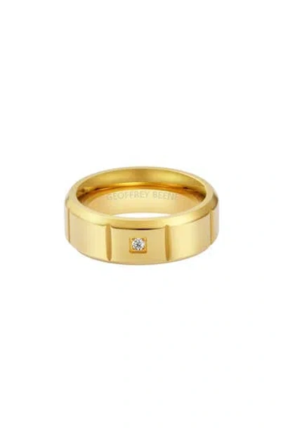 Geoffrey Beene Stainless Steel Cubic Zirconia Band Ring In Gold