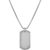 Geoffrey Beene Stainless Steel Cubic Zirconia Dog Tag Pendant Necklace In Silver