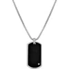 Geoffrey Beene Stainless Steel Cubic Zirconia Dog Tag Pendant Necklace In Black