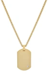 Geoffrey Beene Stainless Steel Dog Tag Pendant Necklace In Gold