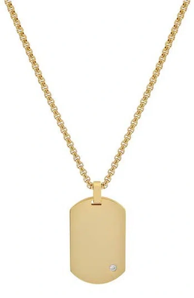 Geoffrey Beene Stainless Steel Dog Tag Pendant Necklace