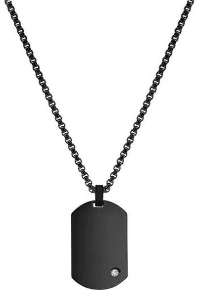 Geoffrey Beene Stainless Steel Dog Tag Pendant Necklace