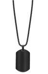 Geoffrey Beene Stainless Steel Dog Tag Pendant Necklace In Black