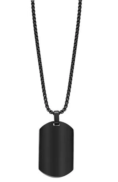 Geoffrey Beene Stainless Steel Dog Tag Pendant Necklace