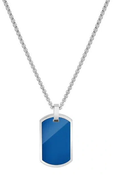 Geoffrey Beene Stainless Steel Dog Tag Pendant Necklace