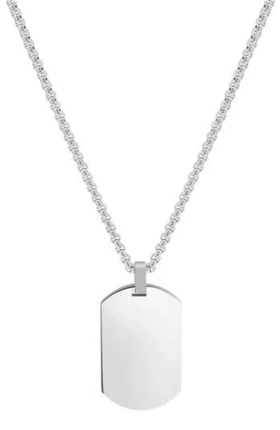 Geoffrey Beene Stainless Steel Dog Tag Pendant Necklace