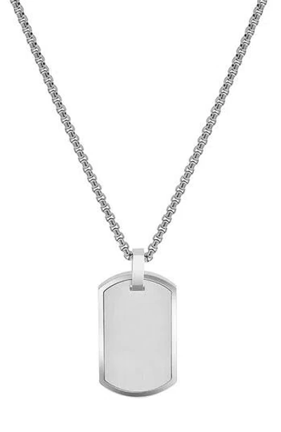 Geoffrey Beene Stainless Steel Dog Tag Pendant Necklace