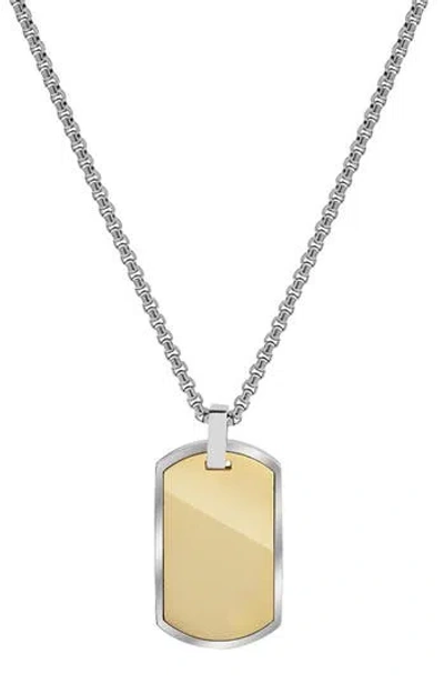 Geoffrey Beene Stainless Steel Dog Tag Pendant Necklace