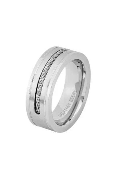 Geoffrey Beene Stainless Steel Inset Wire Band Ring