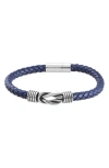 Geoffrey Beene Stainless Steel Knot Leather Bracelet