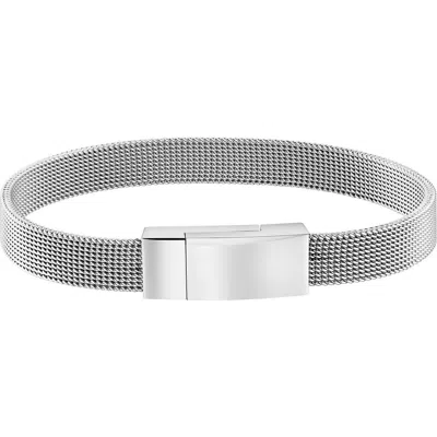 Geoffrey Beene Stainless Steel Mesh Chain Bracelet In Gray