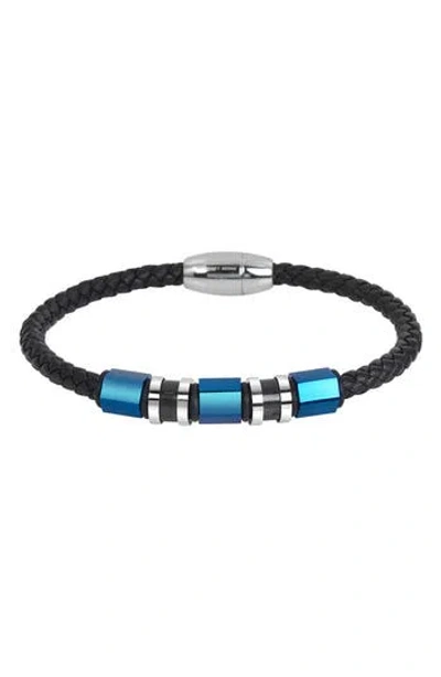 Geoffrey Beene Stainless Steel Ornaments Leather Bracelet