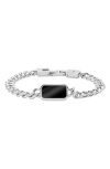 Geoffrey Beene Stainless Steel Semiprecious Stone Curb Chain Bracelet
