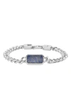 Geoffrey Beene Stainless Steel Semiprecious Stone Curb Chain Bracelet