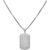 Geoffrey Beene Stainless Steel Textured Dog Tag Pendant Necklace In Silver