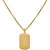 Geoffrey Beene Stainless Steel Textured Dog Tag Pendant Necklace In Gold