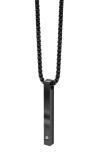 Geoffrey Beene Stainless Steel Vertical Bar Pendant Necklace