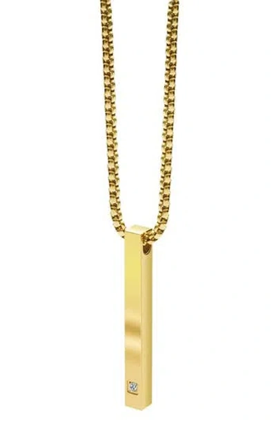 Geoffrey Beene Stainless Steel Vertical Bar Pendant Necklace