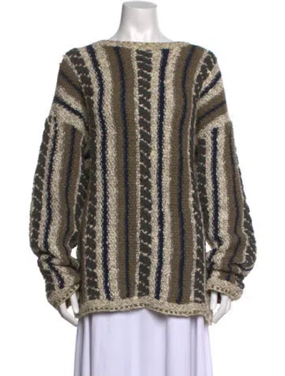 Pre-owned Geoffrey Beene Striped Crew Neck Sweater In Neutrals