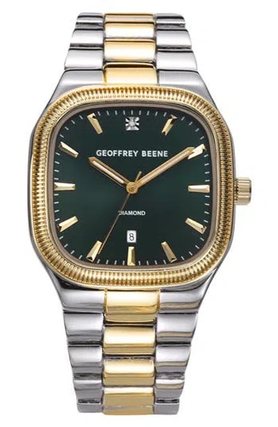 Geoffrey Beene Textured Bezel Diamond Bracelet Watch, 41mm In Silver