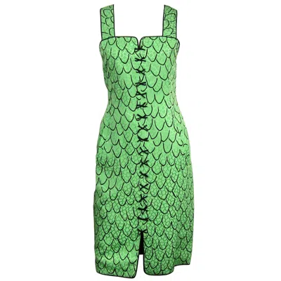 Pre-owned Geoffrey Beene Trompe L'oeil Green Dress New With Tags