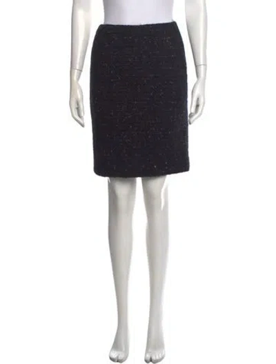 Pre-owned Geoffrey Beene Tweed Pattern Knee-length Skirt In Black