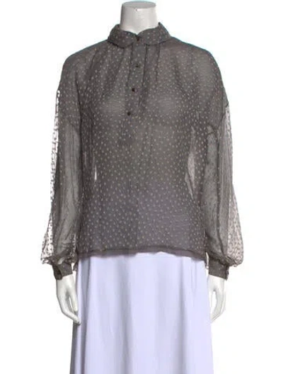 Pre-owned Geoffrey Beene Vintage 1970's Blouse In Gray