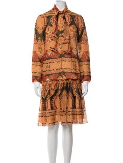 Pre-owned Geoffrey Beene Vintage 1970's Dress Set In Orange