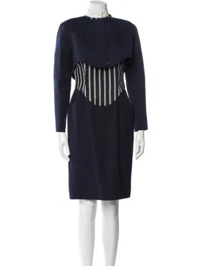 Pre-owned Geoffrey Beene Vintage 1980's Dress Set In Blue/white