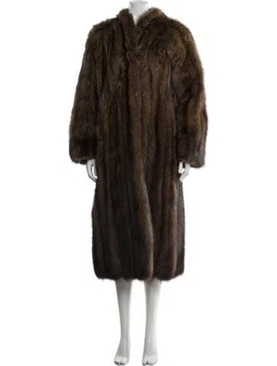 Pre-owned Geoffrey Beene Vintage 1980's Fur Coat In Brown