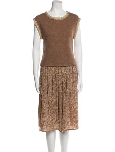 Pre-owned Geoffrey Beene Vintage 1980's Skirt Set In Brown