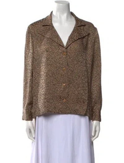 Pre-owned Geoffrey Beene Vintage 1990's Button-up Top In Brown