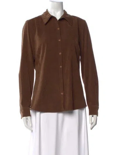 Pre-owned Geoffrey Beene Vintage 1990's Button-up Top In Brown
