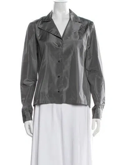 Pre-owned Geoffrey Beene Vintage 1990's Button-up Top In Grey