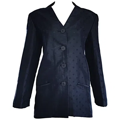 Pre-owned Geoffrey Beene Vintage Black Polka Dots 1990s 90s Classic Silk Jacket Blazer
