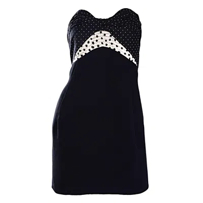 Pre-owned Geoffrey Beene Vintage  1990s Black And White Polka Dot Vintage Strapless Dress
