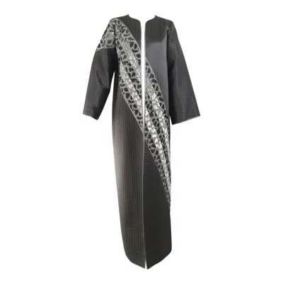Pre-owned Geoffrey Beene Vintage  Charcoal Grey Silk Opera Coat, Size 8/10 In Gray