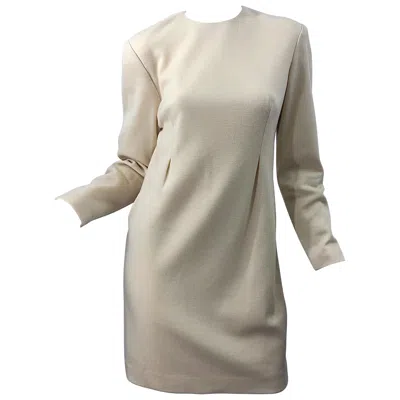 Pre-owned Geoffrey Beene Vintage  For Bergdorf Goodman Size 10 Ivory Off White Wool Dress