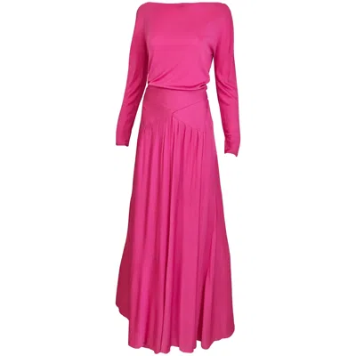 Pre-owned Geoffrey Beene Vintage  Hot Pink Matte Jersey Blouse Skirt Set