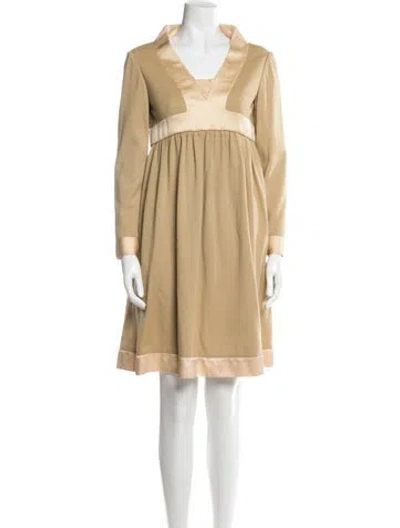 Pre-owned Geoffrey Beene Vintage Knee-length Dress In Brown