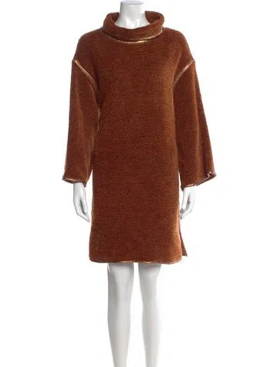 Pre-owned Geoffrey Beene Vintage Knee-length Dress In Brown