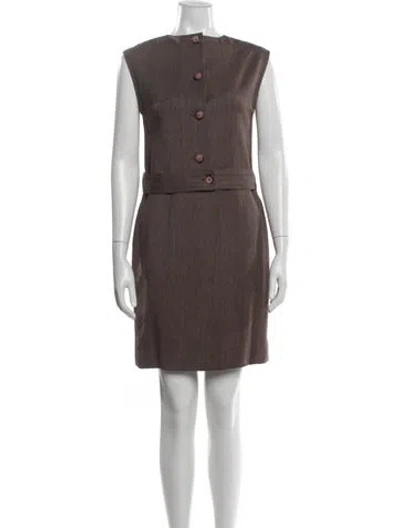Pre-owned Geoffrey Beene Vintage Knee-length Dress In Brown