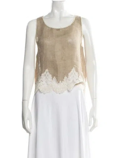 Pre-owned Geoffrey Beene Vintage Late 1980's - Early 1990's Top In Neutral