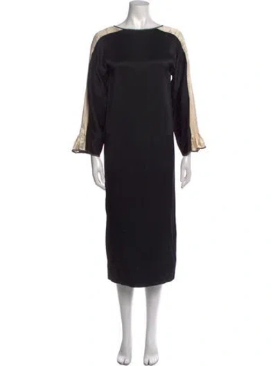 Pre-owned Geoffrey Beene Vintage Midi Length Dress In Black