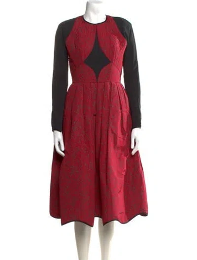 Pre-owned Geoffrey Beene Vintage Midi Length Dress In Black/red