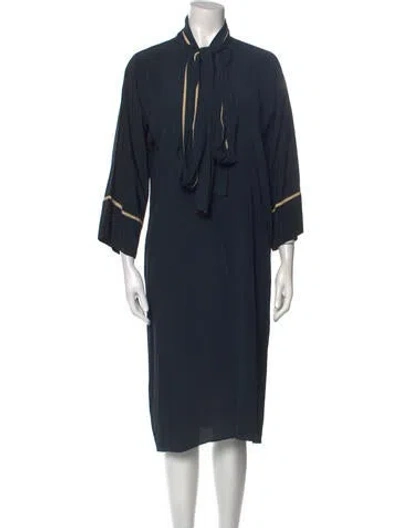 Pre-owned Geoffrey Beene Vintage Midi Length Dress In Blue